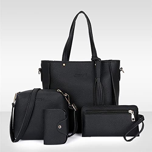 LBJTAKDP Handbags for Women 4Pcs Set Wallet Tote Bag Shoulder Bag Top Handle Satchel Purse Ladies Party Clutches