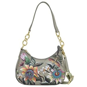 anuschka women’s hand painted genuine painted leather small convertible hobo – floral passion