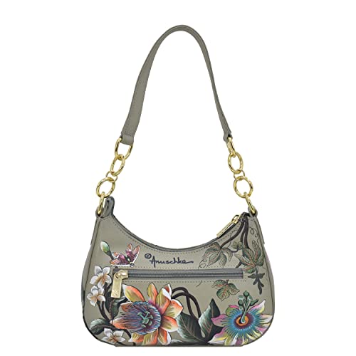 Anuschka Women’s Hand Painted Genuine Painted Leather Small Convertible Hobo - Floral Passion