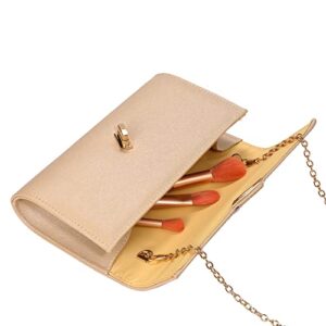 ZHANNI Clutch Purses for Women Elegant Evening Bag Handbag Wedding Clutch (Gold)