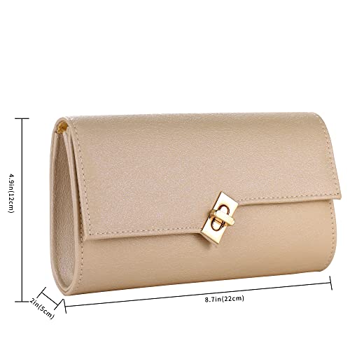 ZHANNI Clutch Purses for Women Elegant Evening Bag Handbag Wedding Clutch (Gold)