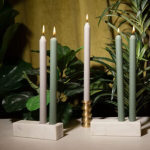 Anacua House | Assorted Colored Taper Candles | Premium 12in Stick Candle | Thin | Solid Color | 6 Pack | Meadow- Sage, Harvest Gold, and White