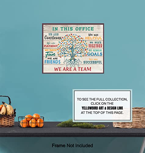 Teamwork Office Wall Art & Decor - Home Office Wall Art - Inspiration Motivational poster - In This Office We Are A Team Saying - Motivational Gift for Boss Manager - Positive Inspirational Quote 8x10