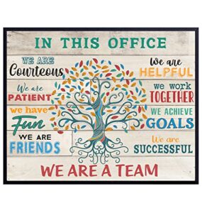teamwork office wall art & decor – home office wall art – inspiration motivational poster – in this office we are a team saying – motivational gift for boss manager – positive inspirational quote 8×10