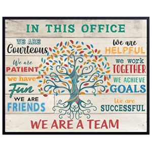 Teamwork Office Wall Art & Decor - Home Office Wall Art - Inspiration Motivational poster - In This Office We Are A Team Saying - Motivational Gift for Boss Manager - Positive Inspirational Quote 8x10