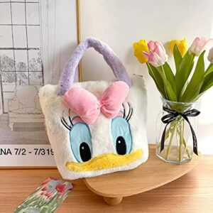 Daisy Duck Plush Hand Bag, Unisex, Shoulder Bag, Cartoon Big Pink Bow Tote, Washable, Soft Fur Material, Aesthetic Purse for Women, Men, Children