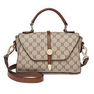 laorentou small satchel handbag for women, pvc faux leather ladies monogram crossbody shoulder bag checkered purse (05 off-white)