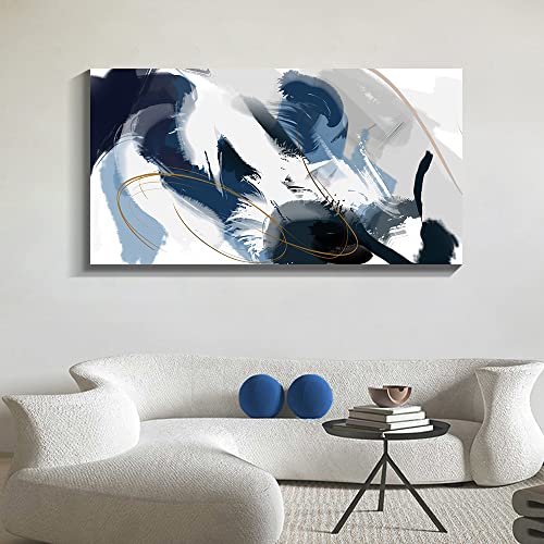 Rerkoudur Canvas Wall Art Blue Abstract Wall Art Paintings Large size Wall Decor Living Room for Bedroom, Bathroom, Kitchen, Office, Dining room Artwork 20Inchesx40Inches