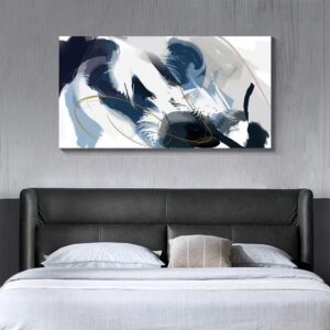 Rerkoudur Canvas Wall Art Blue Abstract Wall Art Paintings Large size Wall Decor Living Room for Bedroom, Bathroom, Kitchen, Office, Dining room Artwork 20Inchesx40Inches