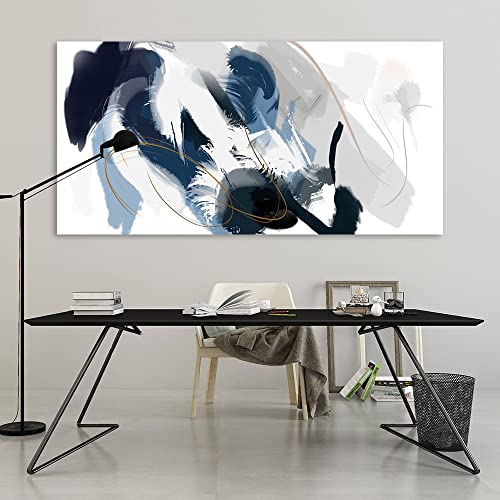 Rerkoudur Canvas Wall Art Blue Abstract Wall Art Paintings Large size Wall Decor Living Room for Bedroom, Bathroom, Kitchen, Office, Dining room Artwork 20Inchesx40Inches