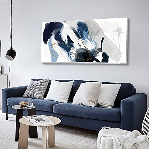 Rerkoudur Canvas Wall Art Blue Abstract Wall Art Paintings Large size Wall Decor Living Room for Bedroom, Bathroom, Kitchen, Office, Dining room Artwork 20Inchesx40Inches