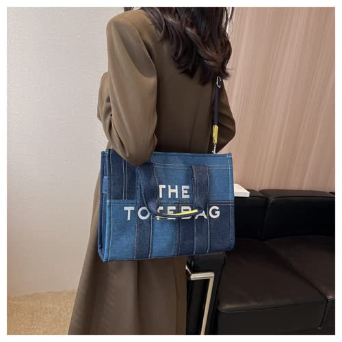 Ervkgm The Tote Bag for Women, Canvas Crossbody Bags Travel Tote Crossbody Shoulder Bag for Work Shopping Date and Vacation (Medium,Bule)