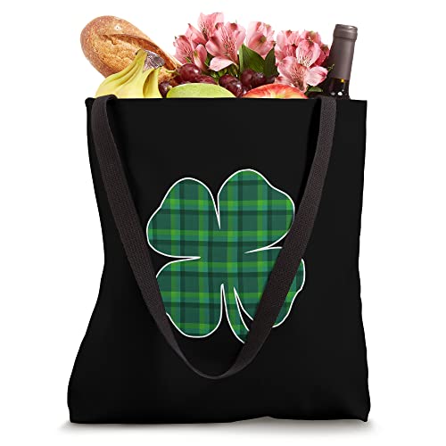 Funny St Patricks Day Irish Green Buffalo Plaid Shamrock Tote Bag