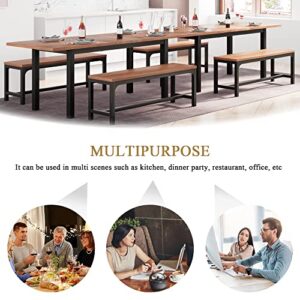 iPormis 3-Piece Dining Table Set for 6-8 People, 63'' Extendable Kitchen Table with Metal Frame and Wood Board, Space Saving Dinette for Dining Room, Laminate Finished, Easy Clean, Walnut