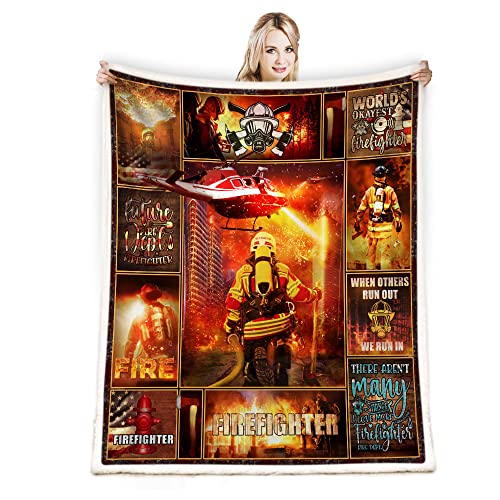 Juirnost Firefighter Gifts for Men Firefighter Blanket Firemen Throw Blanket Firefighters' Day Birthday Gift Idea Fireman Practitioner Throw Blankets Fleece Soft Cozy Luxury Gifts for Firefighters