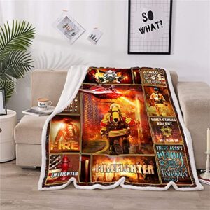 Juirnost Firefighter Gifts for Men Firefighter Blanket Firemen Throw Blanket Firefighters' Day Birthday Gift Idea Fireman Practitioner Throw Blankets Fleece Soft Cozy Luxury Gifts for Firefighters