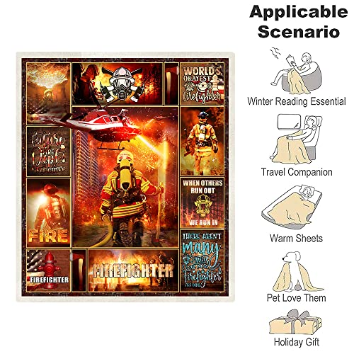 Juirnost Firefighter Gifts for Men Firefighter Blanket Firemen Throw Blanket Firefighters' Day Birthday Gift Idea Fireman Practitioner Throw Blankets Fleece Soft Cozy Luxury Gifts for Firefighters