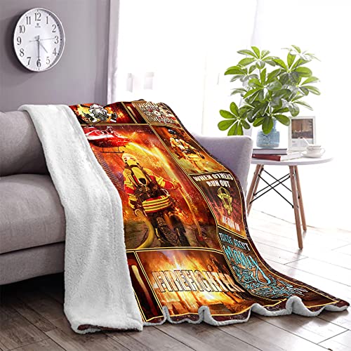 Juirnost Firefighter Gifts for Men Firefighter Blanket Firemen Throw Blanket Firefighters' Day Birthday Gift Idea Fireman Practitioner Throw Blankets Fleece Soft Cozy Luxury Gifts for Firefighters