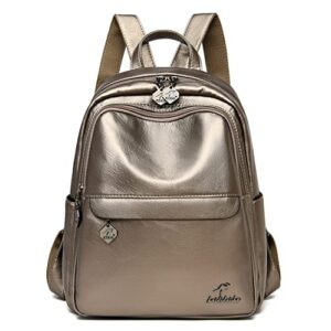 LEMITA Casual Double Zipper Women Backpack Large Capacity School Bag Leather Shoulder Bag Lady Bag Travel Backpack,purple,27*13*34cm