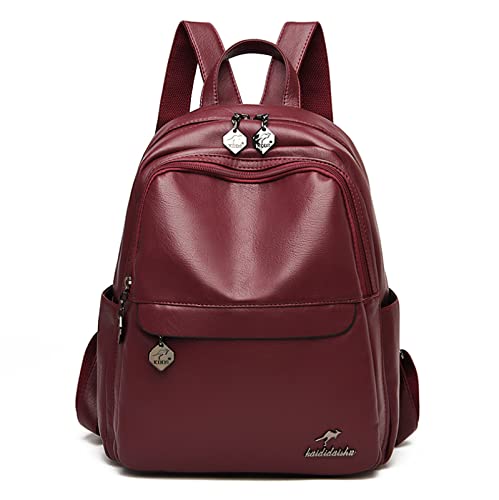 LEMITA Casual Double Zipper Women Backpack Large Capacity School Bag Leather Shoulder Bag Lady Bag Travel Backpack,purple,27*13*34cm