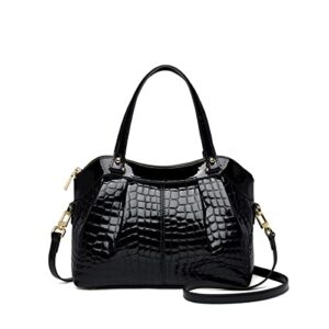 zooler handmade real 100% full first genuine leather handbag tote shoulder bags women #sc1022 (black)