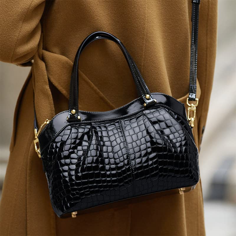 ZOOLER Handmade Real 100% Full First Genuine Leather Handbag Tote Shoulder Bags Women #SC1022 (black)