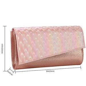 ZHANNI Laser Clutch Purses for Women Fashion Shining Evening Bag Handbag Party Wedding Clutch (Pink)