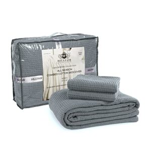 hillfair 100% cotton blankets- twin blanket with 2 throw pillow covers – waffle soft skin friendly cotton blanket- twin bed blankets– all season cotton throw blanket– silver twin cotton blankets