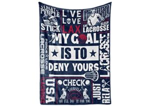 innobeta lacrosse gifts for boys throw, my goal is to deny yours flannel blankets for men 50″ x 65″