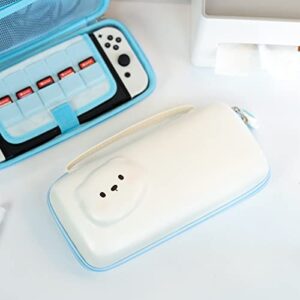 GeekShare Cute Carry Case Compatible with Nintendo Switch/Switch OLED - Portable Hardshell Slim Travel Carrying Case fit Switch Console & Game Accessories -- White Bear