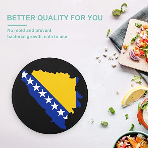 Bosnian Map Flag Cutting Board Tempered Glass Chopping Board for Kitchen Hotel