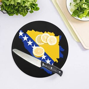 Bosnian Map Flag Cutting Board Tempered Glass Chopping Board for Kitchen Hotel