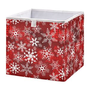 senya christmas storage basket christmas red pattern with snowflakes flower collapsible fabric storage organizer bin boxes for home, nursery, closet, office laundry
