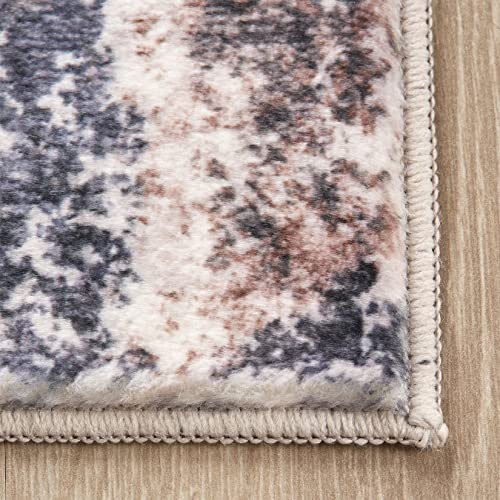 Area Rug Living Room Rugs: 5x7 Large Soft Indoor Carpet Modern Abstract Decor Rug with Non Slip Rubber Backing for Under Dining Table Nursery Home Office Bedroom Gray Brown