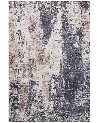 Area Rug Living Room Rugs: 5x7 Large Soft Indoor Carpet Modern Abstract Decor Rug with Non Slip Rubber Backing for Under Dining Table Nursery Home Office Bedroom Gray Brown