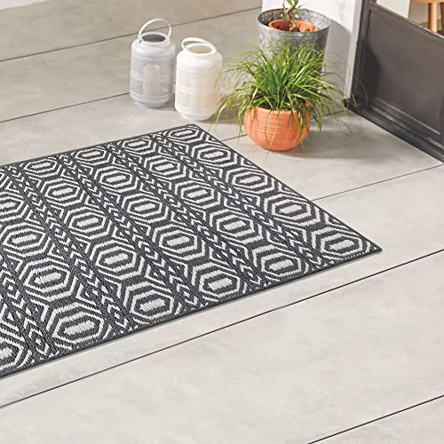 HomeInGoods Boho Area Rug - 2x3 Indian Durrie Small Entryway Rug Inside Doormat Bohemian Pure Cotton Non-Slip Washable Low-Pile Floor Carpet for Indoor Front Entrance Kitchen Bathroom