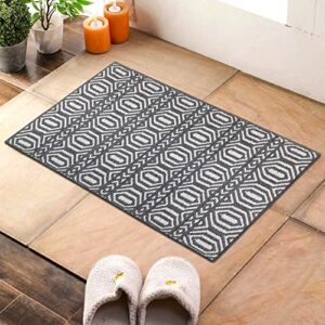 HomeInGoods Boho Area Rug - 2x3 Indian Durrie Small Entryway Rug Inside Doormat Bohemian Pure Cotton Non-Slip Washable Low-Pile Floor Carpet for Indoor Front Entrance Kitchen Bathroom