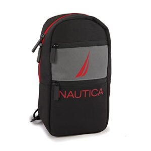 nautica unisex’s sling shoulder bag, black red