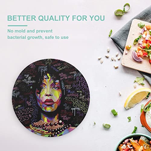 African Black Woman Cutting Board Tempered Glass Chopping Board for Kitchen Hotel