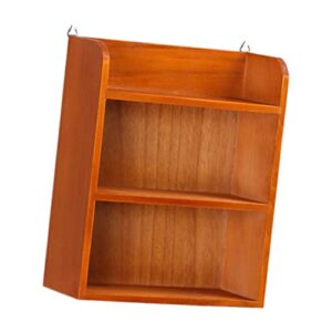 cabilock brown rack wall storage store wooden shelf retro three layers home hanging for