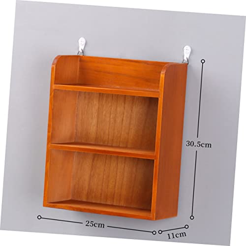 Cabilock Brown Rack Wall Storage Store Wooden Shelf Retro Three Layers Home Hanging for