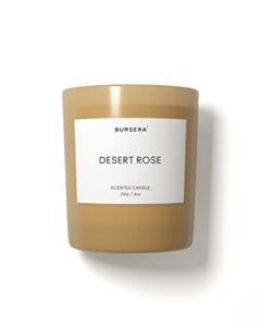 bursera scented candle – desert rose, tree planted with every order, natural scented soy candle | 7.4oz single wick candle | slow burning 45hr burn time, aromatherapy non toxic candles