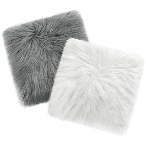 Blavvennt 2 Pcs Luxurious Faux Fur Blanket Set for Home Decor, Photography, and More - Soft and Delicate Gray and White Combo Pack for Cozy Nights, Professional Photos, and Stylish Accessories.