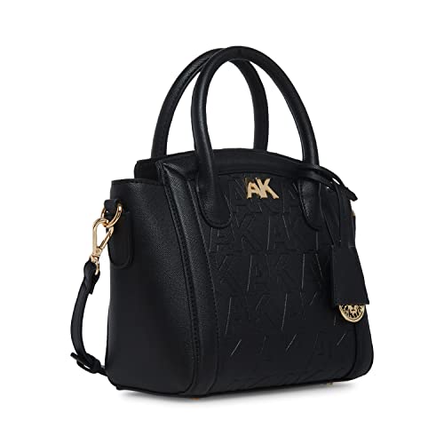 Anne Klein Embossed top Handle Mini Satchel, Black