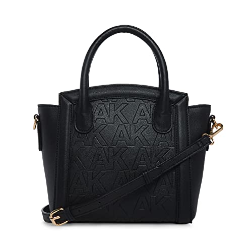 Anne Klein Embossed top Handle Mini Satchel, Black