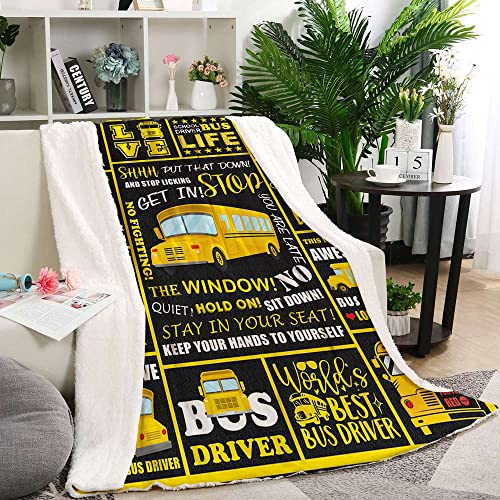 CYREKUD School Bus Driver Gifts Blanket,Bus Driver Appreciation Gifts Throw Blanket,Bus Driver for Women Men,Soft Bus Driver Blanket for Sofa Couch Home Bedroom Decor 50"x 60"