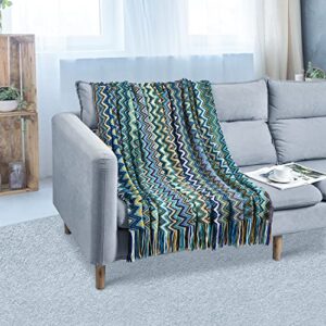 Cozary Woven Throw Blanket Reversible Cotton Bohemian, Tapestry Outdoor Knitted Tassel Blankets,Soft Cozy Lightweight Couch Decorative afghans Throw Blankets, Bed, Sofa,60 * 80 inches