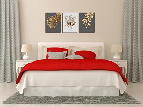 Gray and Gold boho Abstract Wall Art 3 Pieces Modern Stretched and Framed White Flower Gold Leaf Canvas Paintings for Living Room Home Office and Bedroom Bathroom Wall Decor Canvas Size: 12"x16"x3