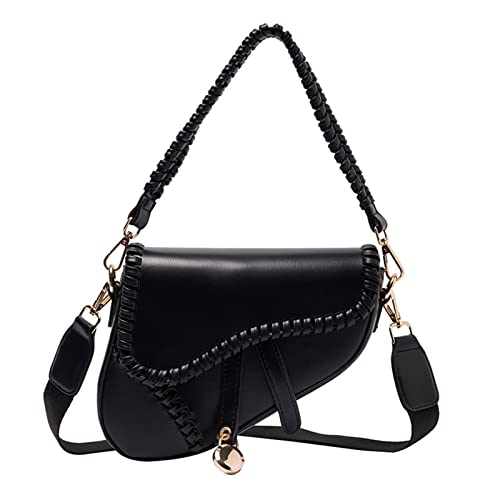 JBB Women Saddle Shoulder Bag Clutch Purse Small Crossbody Bag Satchel Bags Handbag PU Leather Black