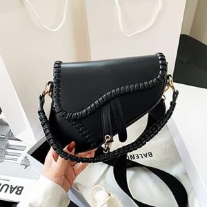 JBB Women Saddle Shoulder Bag Clutch Purse Small Crossbody Bag Satchel Bags Handbag PU Leather Black